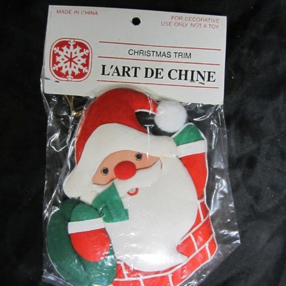 80'S 90'S KITCSHY L'ART DE CHINE FABRIC CHRISTMAS ORNAMENTS SET OF 8 W/ORIG TAGS - Picture 4 of 11